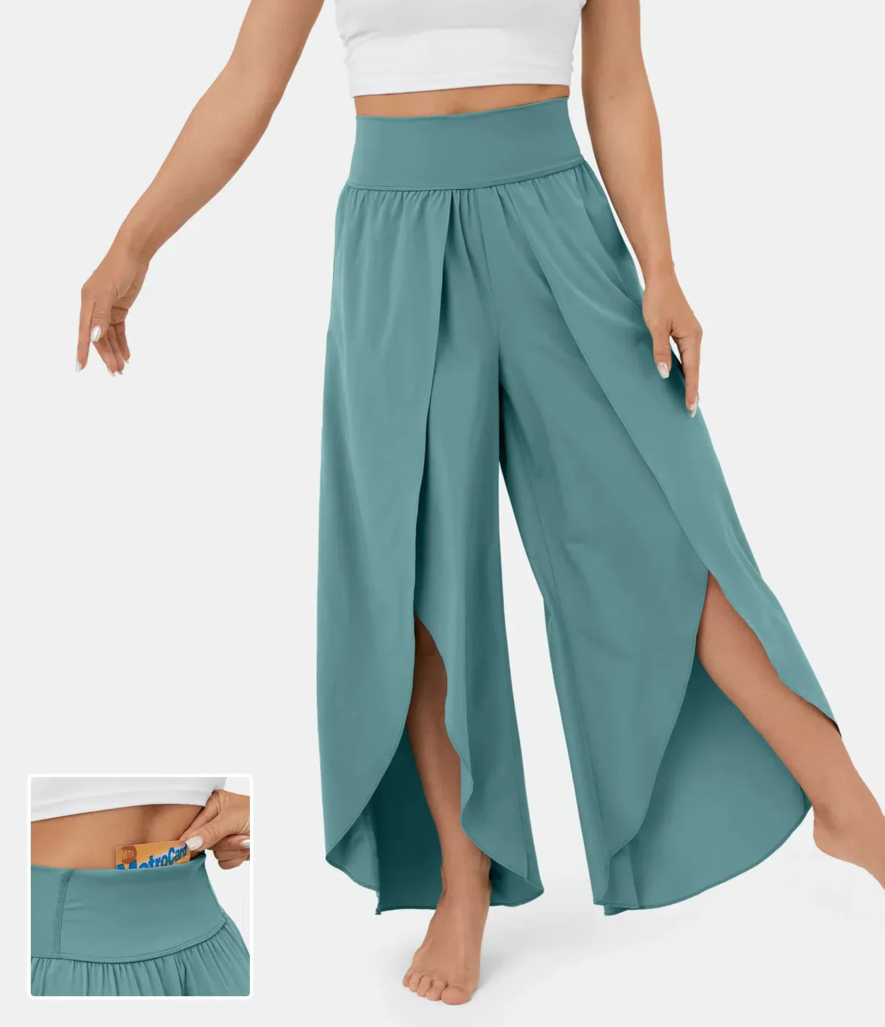 Boho Wide-Leg Slit Pants