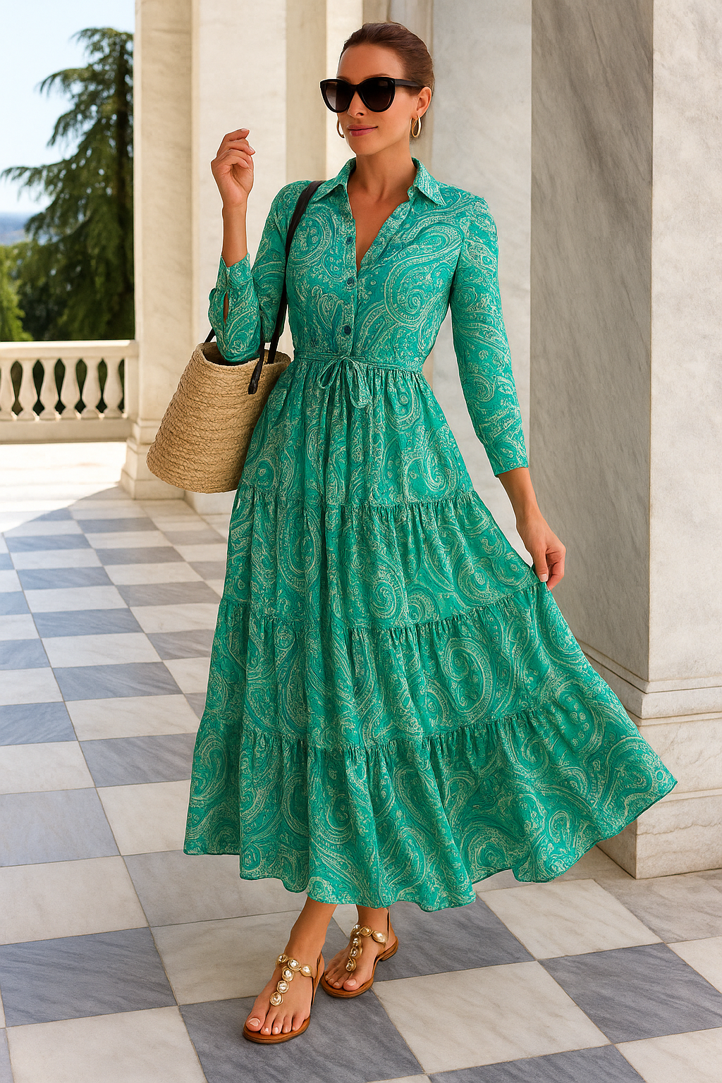 Paisley Maxi Shirt Dress – Chic & Effortless