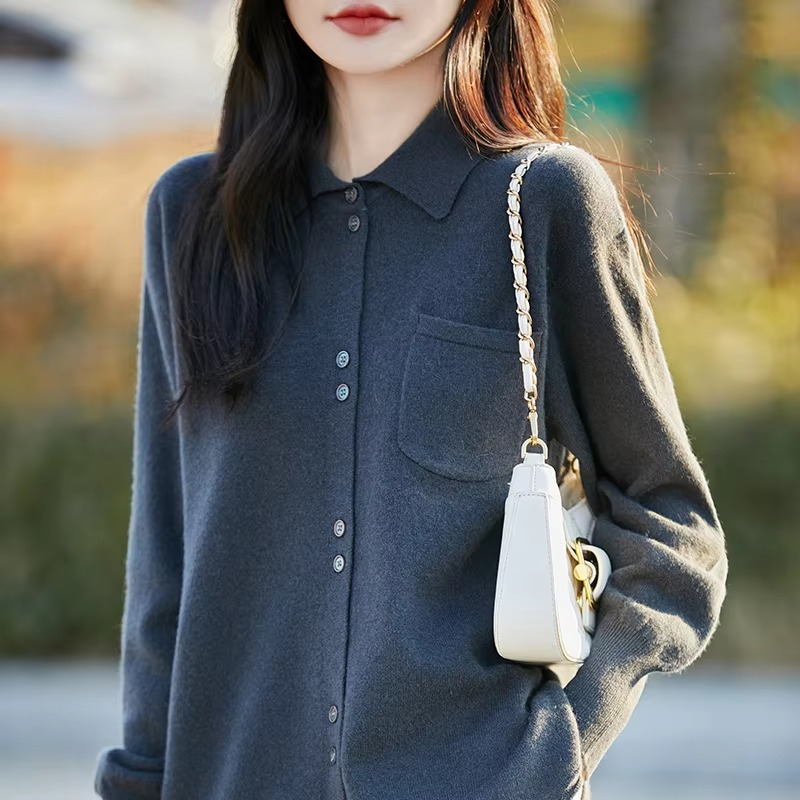 Women's Polo-Collar Cardigan