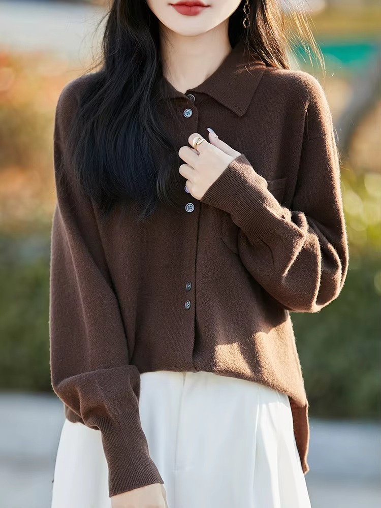 Women's Polo-Collar Cardigan