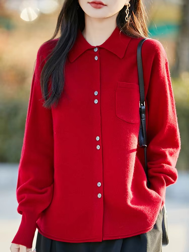 Women's Polo-Collar Cardigan