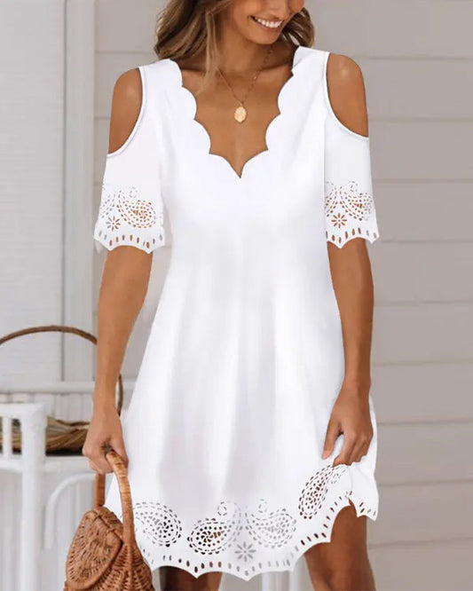 Cold Shoulder Lace Patchwork Dress