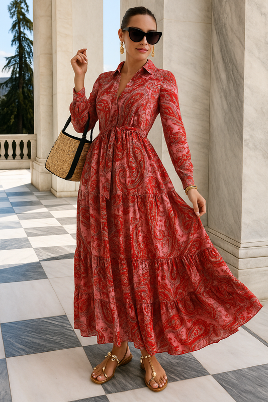 Paisley Maxi Shirt Dress – Chic & Effortless
