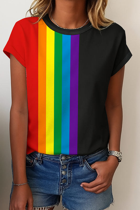 Vibrant Rainbow Graphic Tee – Bold, Fun & Stylish