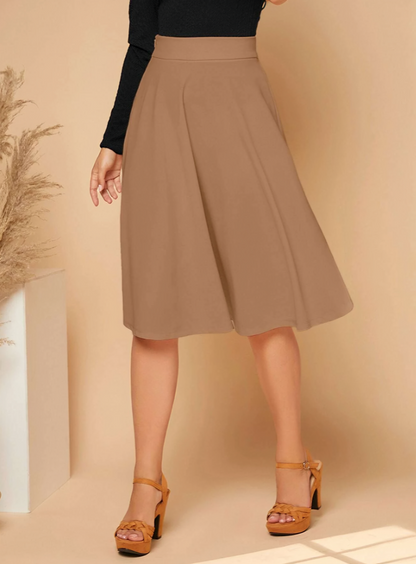 Brown Privé Zipper Side Flare Skirt