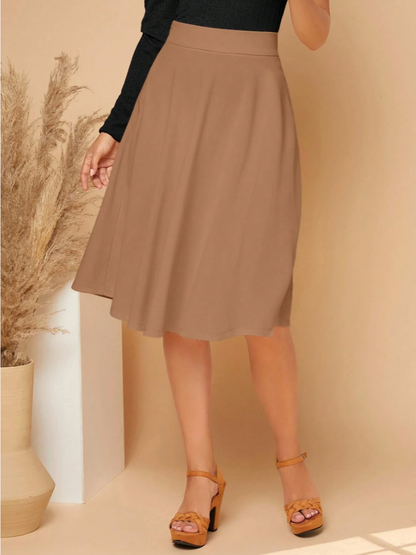 Brown Privé Zipper Side Flare Skirt