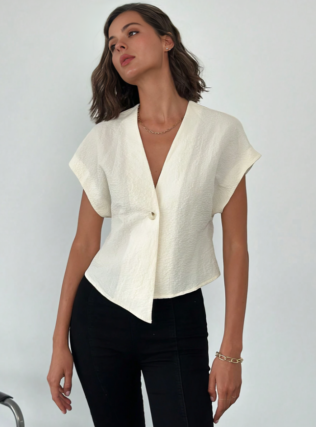 Apricot V-Neck Commuter Blouse