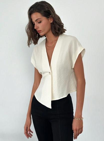 Apricot V-Neck Commuter Blouse