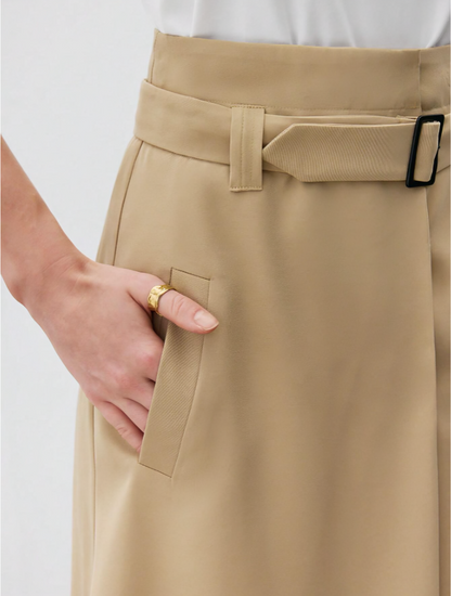 Beige Asymmetrical Pocket Bodycon Skirt