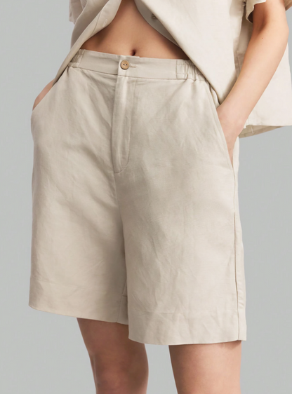 Beige Women's Cotton Fashionable Summer Loose Fit Shorts – Effortless Comfort & Style