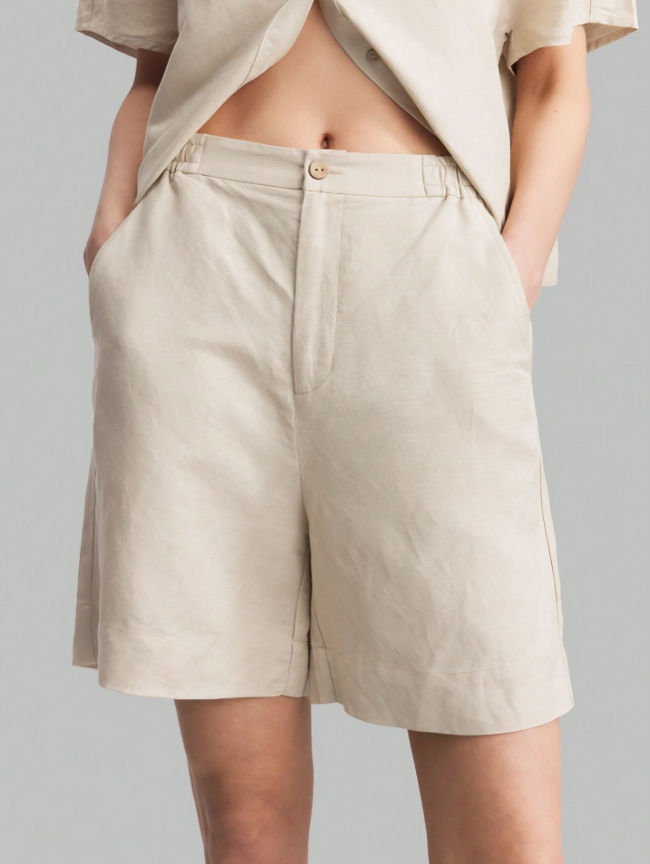 Beige Women's Cotton Fashionable Summer Loose Fit Shorts – Effortless Comfort & Style