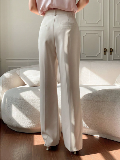 Apricot Plain Pocket Straight-Leg Pants