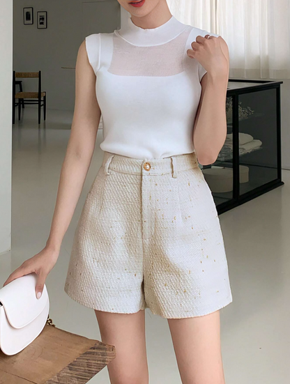 Beige High Waist Wide Leg Shorts – Chic & Timeless