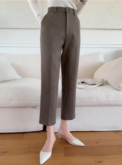 Coffee Brown Casual Straight-Leg Wide-Leg Pant