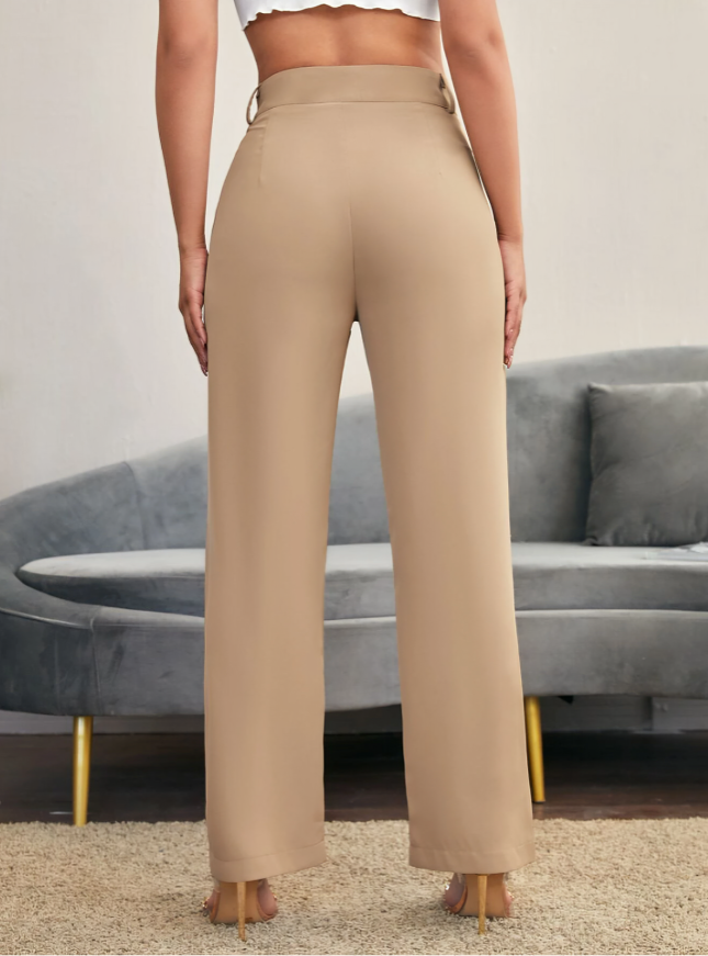 Khaki Essence Solid Straight-Leg Pants