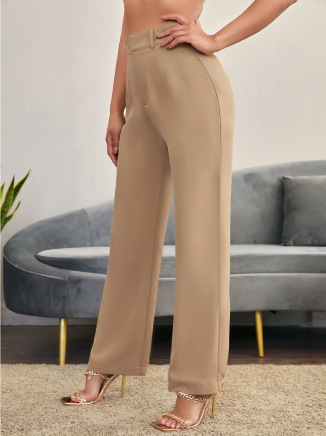 Khaki Essence Solid Straight-Leg Pants