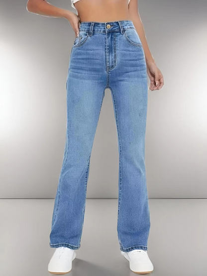 "Sculpt & Shine" Women's High-Waist Slimming Denim Trousers