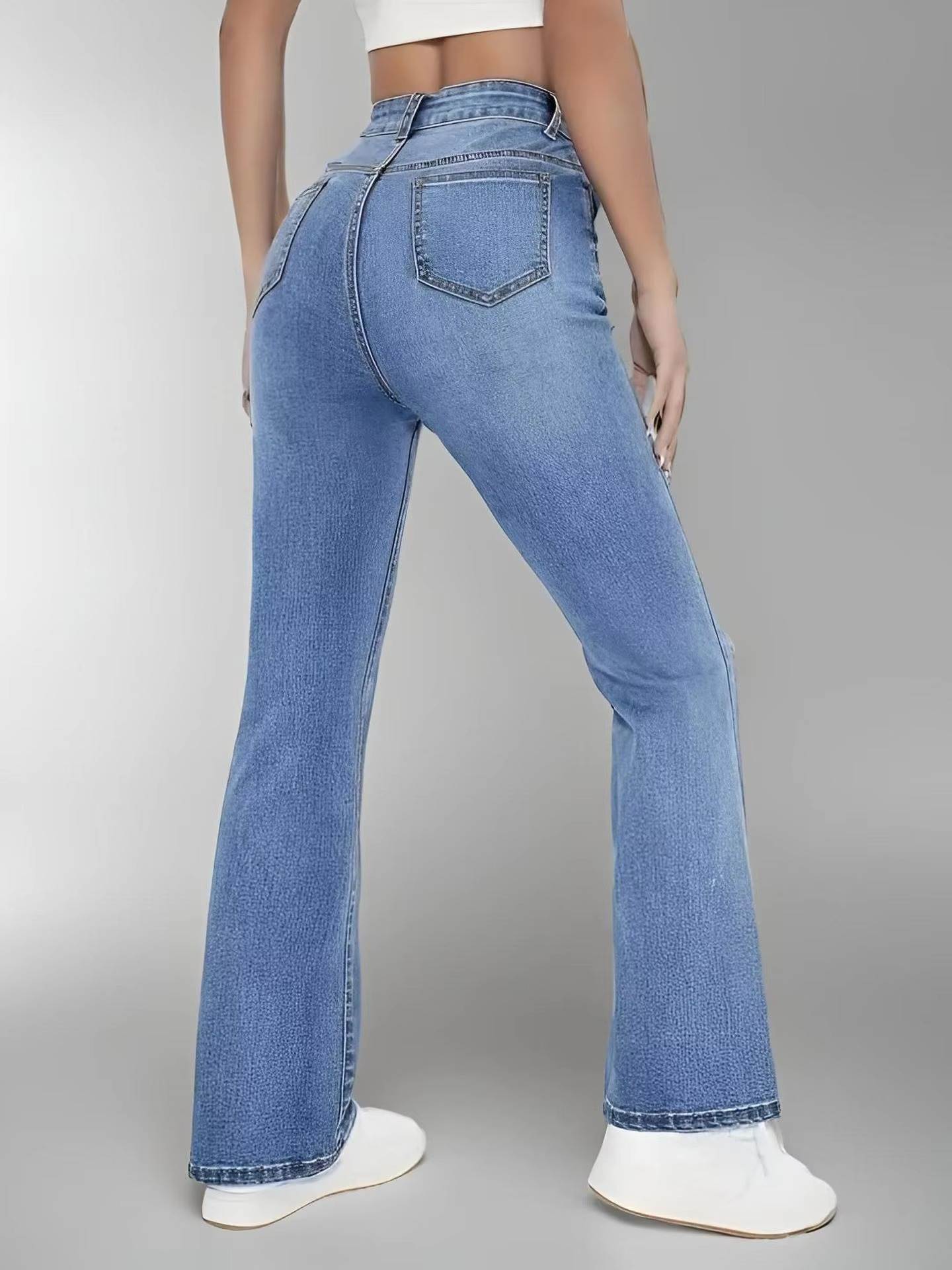 "Sculpt & Shine" Women's High-Waist Slimming Denim Trousers