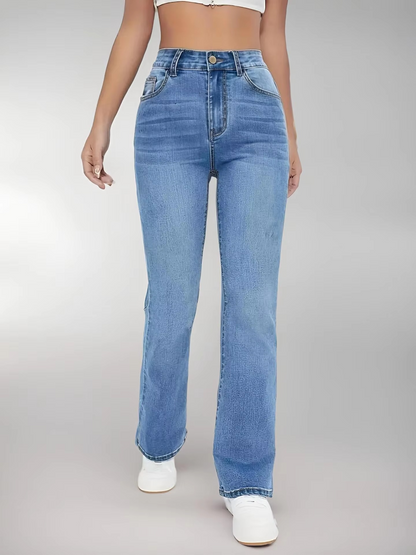 "Sculpt & Shine" Women's High-Waist Slimming Denim Trousers